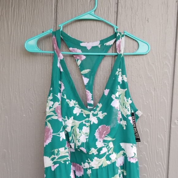 New York & co. Green floral maxi dress  Large - Picture 2 of 5